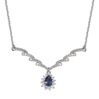 Ceylon Blue Sapphire and Moissanite Necklace 18 Inches in Platinum Over Sterling Silver 1.90 ctw