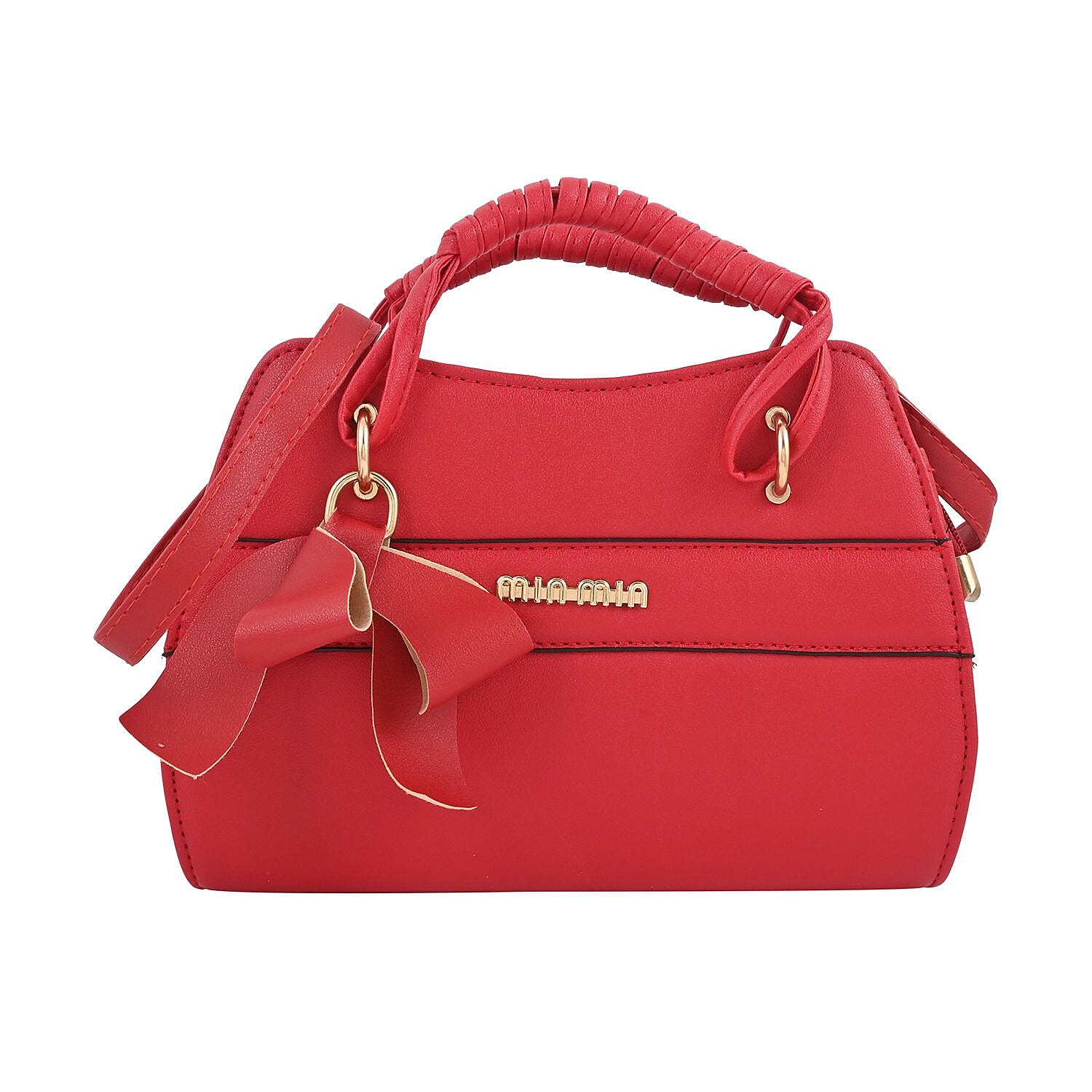 Red Faux Leather Shoulder Bag (9.84""x7.87""x3.54"")