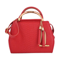 Orange Faux Leather Shoulder Bag with tassels (9.84""x7.87""x3.54"")