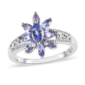 Tanzanite Floral Ring in Platinum Over Sterling Silver 1.00 ctw - Sticky add to cart bar