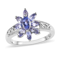 Tanzanite Floral Ring in Platinum Over Sterling Silver 1.00 ctw