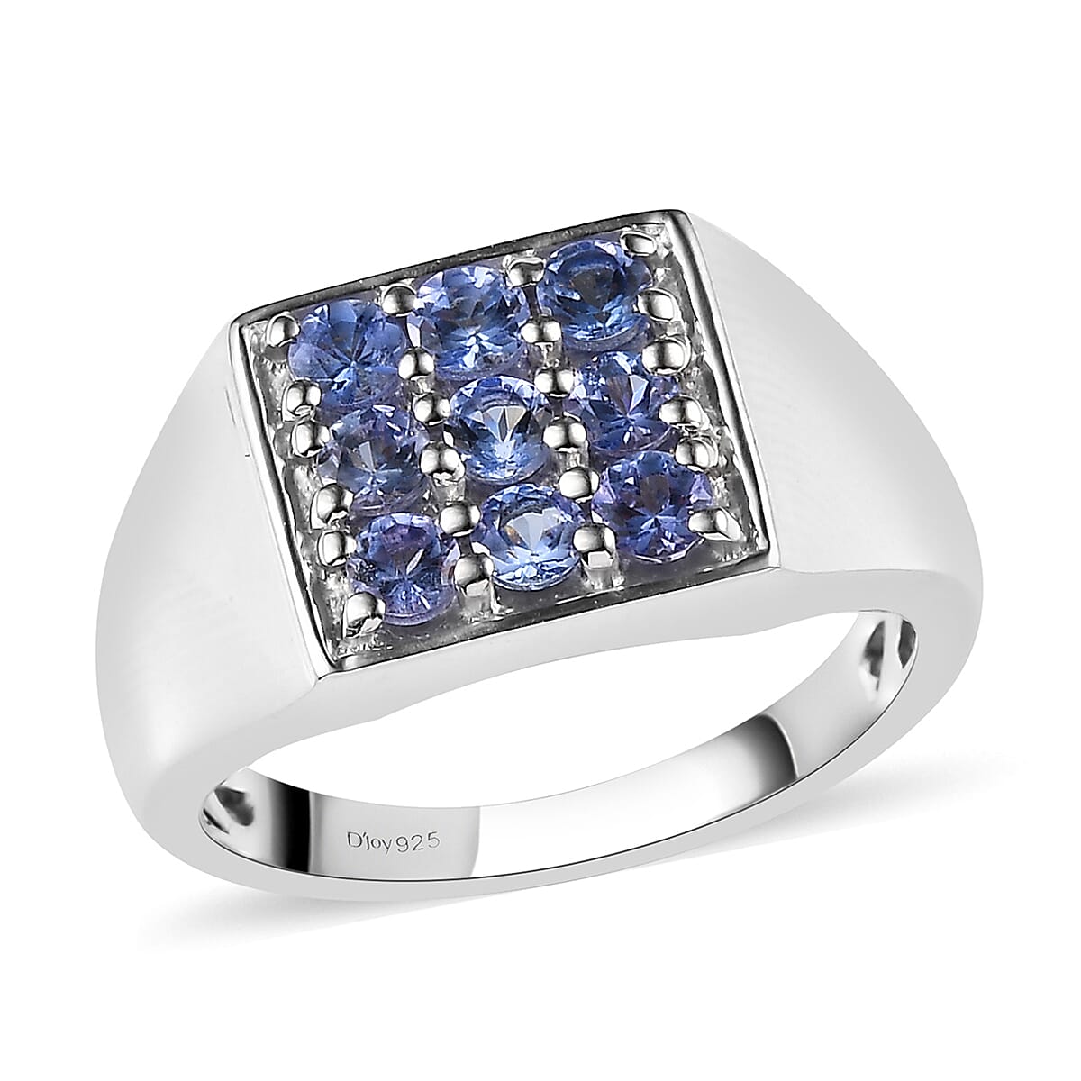 Tanzanite Men's Ring in Platinum Over Sterling Silver 1.10 ctw