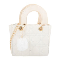 White Faux Leather Crossbody Bag (7.08"x6.1"x 3.14")