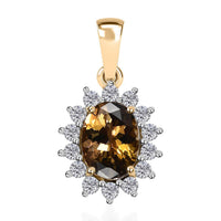 Luxoro 10K Yellow Gold Premium Golden Tanzanite, Moissanite Sunburst Pendant 1.40 ctw