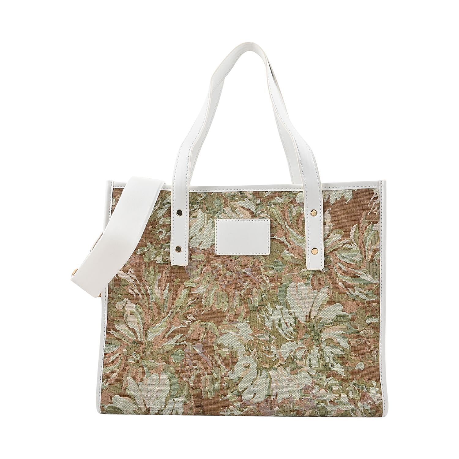 Green Faux Leather Tote Bag (13.58"x10.23"x4.33")