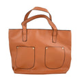 Brown Faux Leather Tote Bag (13.7"x11.8"x3.9") - Sticky add to cart bar