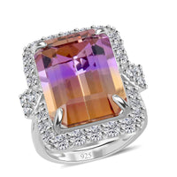 Anahi Ametrine and Moissanite Ring in Rhodium Over Sterling Silver 14.40 ctw