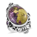Artisan Crafted Tasmanian Stichtite and Amethyst Ring in Sterling Silver 14.00 ctw - Sticky add to cart bar