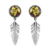 Artisan Crafted Tasmanian Stichtite Dangle Earrings in Sterling Silver 6.30 ctw