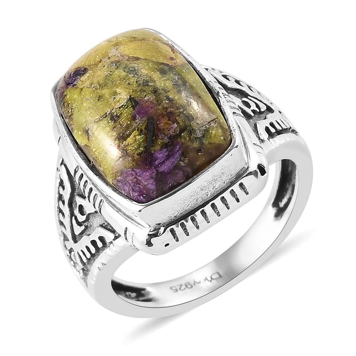Artisan Crafted Tasmanian Stichtite Ring in Sterling Silver 6.10 ctw