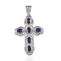 Amethyst Cross Pendant in Platinum Over Copper 2.60 ctw - Sticky add to cart bar