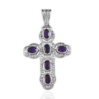Amethyst Cross Pendant in Platinum Over Copper 2.60 ctw