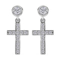 Moissanite Cross Dangle Earrings in Platinum Over Sterling Silver 1.25 ctw - Sticky add to cart bar
