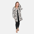 Tamsy White with Brown Leopard Pattern Winter Outfit with 2 Pocket - One Size Fits Most - Sticky add to cart bar