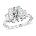 Luxoro 10K White Gold Radiant Cut Moissanite 3 Stone Ring 4.15 ctw - Sticky add to cart bar