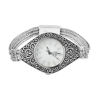 Bali Legacy EON 1962 Swiss Movement Sterling Silver 3 Layer Bracelet Watch (7.50 in) , Designer Bracelet Watch , Analog Luxury Wristwatch