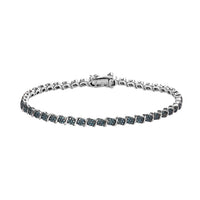 Venice Blue Diamond I1-I2 Tennis Bracelet in Platinum Over Sterling Silver (7.25 In) 1.50 ctw