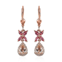 Marropino Morganite and Multi Gemstone Lever Back Earrings in Vermeil Rose Gold Over Sterling Silver 1.85 ctw