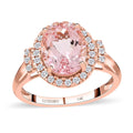 Luxoro 14K Rose Gold AAA Pink Morganite and G-H I2 Diamond Halo Ring (Size 10.0) 2.70 ctw - Sticky add to cart bar