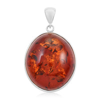 Baltic Amber Round Pendant in Sterling Silver 8.8 Grams