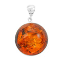 Baltic Amber Round Cab Pendant in Sterling Silver - Sticky add to cart bar