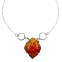 Baltic Amber Fancy Necklace 18 Inches in Sterling Silver 18 Grams
