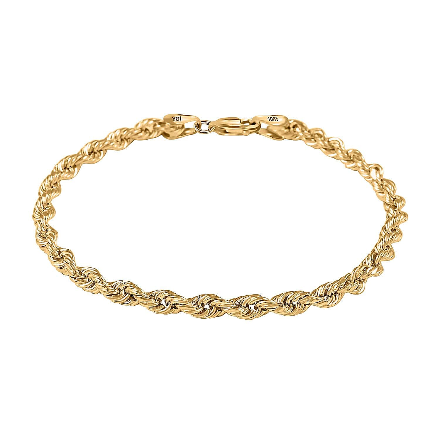 10K Yellow Gold 4mm Rope Chain Bracelet (8.00 In) 2.8 Grams