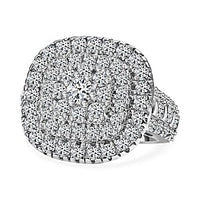 Simulated Diamond 4.41 ctw Cluster Ring in Platinum Over Sterling Silver (Size 9)