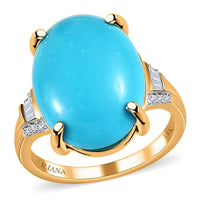 Iliana 18K Yellow Gold AAA Sleeping Beauty Turquoise and G-H SI Diamond Ring 9.35 ctw