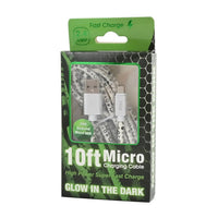 Closeout 10ft USB-A to Micro Glow in the Dark Charging Cable