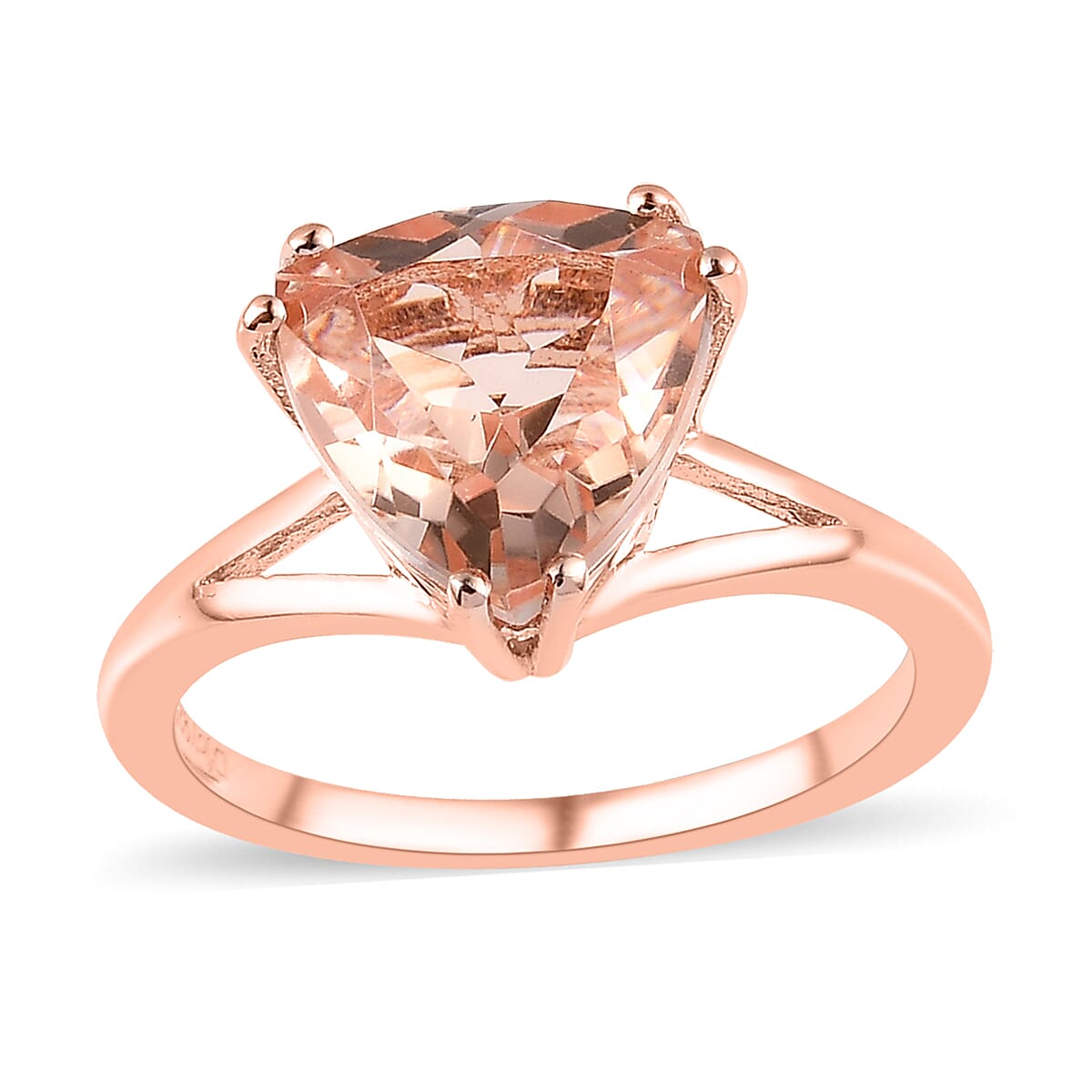 Morganique Quartz (Triplet) Solitaire Ring in Vermeil Rose Gold Over Sterling Silver 3.50 ctw