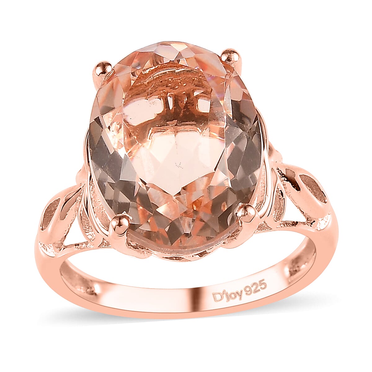 Morganique Quartz (Triplet) Solitaire Ring in Vermeil Rose Gold Over Sterling Silver 11.00 ctw