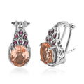 Morganique Quartz (Triplet) and Orissa Rhodolite Garnet Omega Clip Earrings in Platinum Over Sterling Silver 7.90 ctw - Sticky add to cart bar
