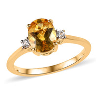 Premium Brazilian Heliodor and White Zircon Ring in Vermeil Yellow Gold Over Sterling Silver 1.15 ctw