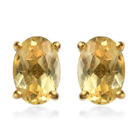 Premium Brazilian Heliodor Solitaire Stud Earrings in Vermeil Yellow Gold Over Sterling Silver 0.85 ctw