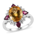 Premium Brazilian Heliodor and Multi Gemstone Ring in Platinum Over Sterling Silver 4.65 ctw - Sticky add to cart bar