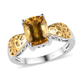 Premium Brazilian Heliodor Solitaire Ring in Vermeil YG and Platinum Over Sterling Silver (Size 10.0) 1.90 ctw - Sticky add to cart bar