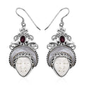 Bali Legacy Carved Bone and Multi Gemstone Earrings in Sterling Silver 4.60 ctw - Sticky add to cart bar