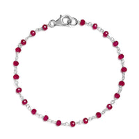 Niassa Ruby (FF) Beaded Bracelet in Sterling Silver (7.25 In) 6.00 ctw
