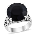 Bali Legacy Thai Black Spinel Floral Heart Ring in Sterling Silver (Size 10.0) 11.00 ctw - Sticky add to cart bar