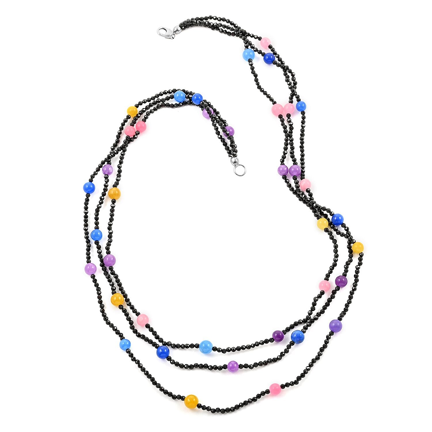 Multi Gemstone Beaded Necklace 20 Inches in Sterling Silver 121.50 ctw
