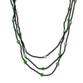 Thai Black Spinel, Green Jade Beaded Necklace 20 Inches in Sterling Silver 118.80 ctw - Sticky add to cart bar