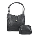 Black Faux Leather Tote Bag (15.35"x10.24"x3.94") and Purse (7.09"x5.12"x 1.97") - Sticky add to cart bar