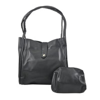 Black Faux Leather Tote Bag (15.35"x10.24"x3.94") and Purse (7.09"x5.12"x 1.97")