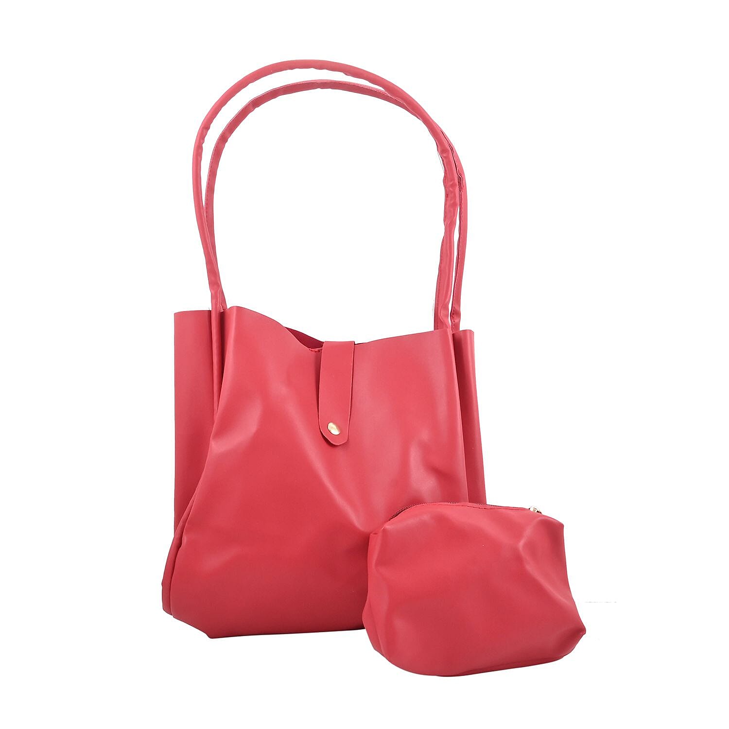 Black Faux Leather Tote Bag (15.35"x10.24"x3.94") and Purse (7.09"x5.12"x 1.97")