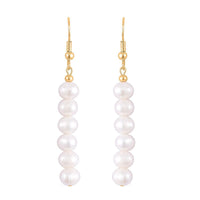 White Freshwater Pearl 5-7mm Dangle Earrings in Goldtone