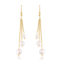 White Fresh Water Pearl Dangle Earrings in Silvertone - Sticky add to cart bar