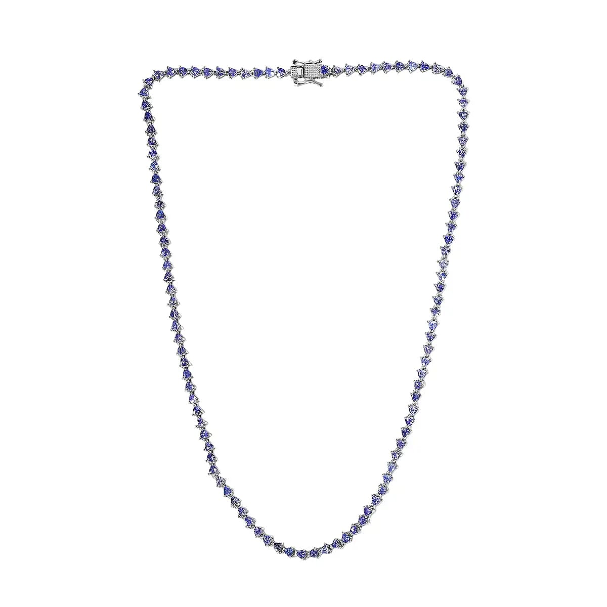 Tanzanite Tennis Necklace 18 Inches in Vermeil Yellow Gold Over Sterling Silver 11.00 ctw