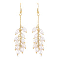 White Freshwater Pearl Dangle Earrings in Goldtone - Sticky add to cart bar