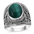 Bali Legacy African Malachite Ring in Sterling Silver (Size 8.0) 8.00 ctw - Sticky add to cart bar